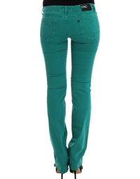 Costume National Chic Green Straight Leg Jeans for Sophisticated Style