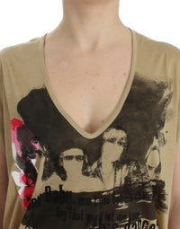 Costume National Chic V-Neck Tunic Top with Motive Print