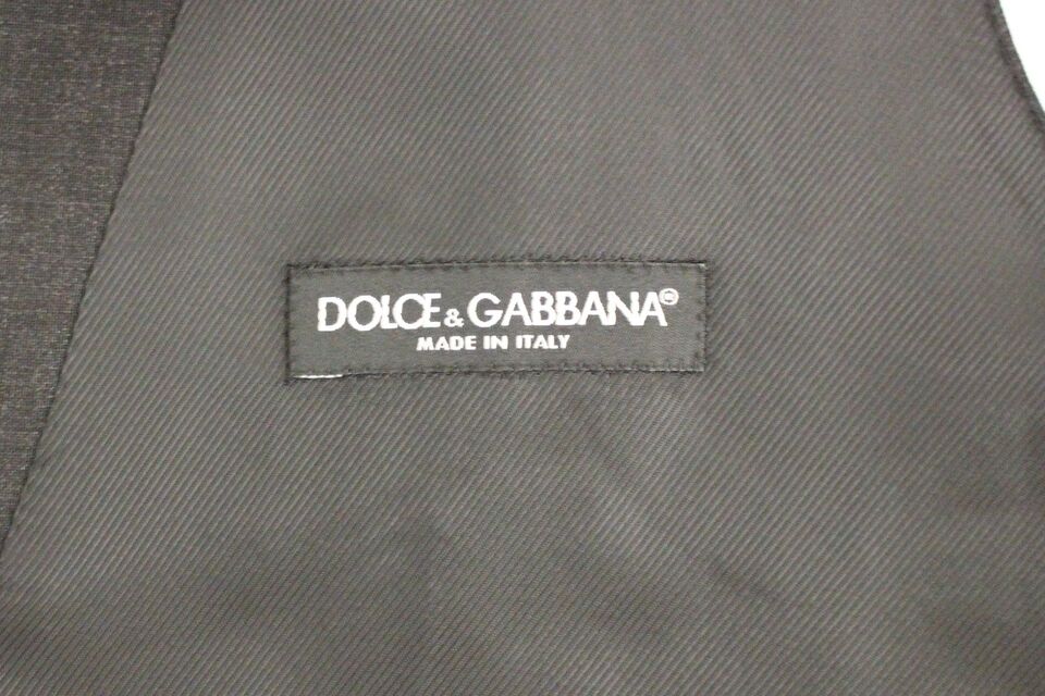 Dolce & Gabbana Sleek Gray Wool Dress Vest