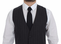 Dolce & Gabbana Elegant Striped Gray Dress Vest