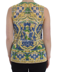 Dolce & Gabbana Majolica Embroidered Sleeveless Elegance