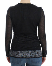 Ermanno Scervino Deep V-neck Black Wool Blend Sweater