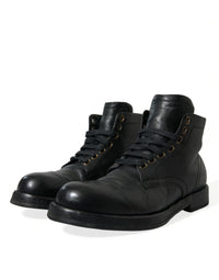 Dolce & Gabbana Elegant Black Horse Leather Ankle Boots