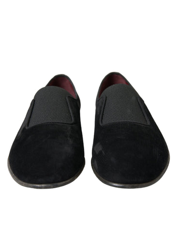 Dolce & Gabbana Elegant Black Velor Loafers for the Discerning Gentleman