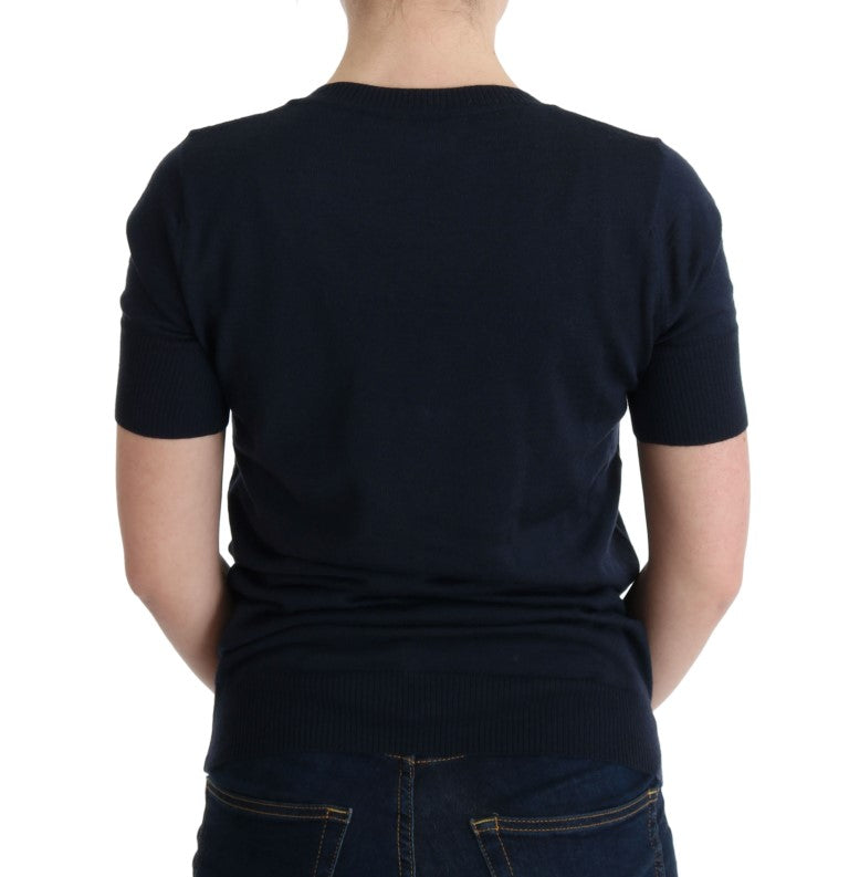 MARGHI LO' Elegant Blue Wool Top - Chic Everyday Elegance