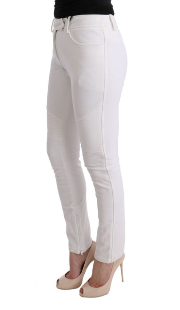 Ermanno Scervino Chic White Slim Fit Cotton Trousers