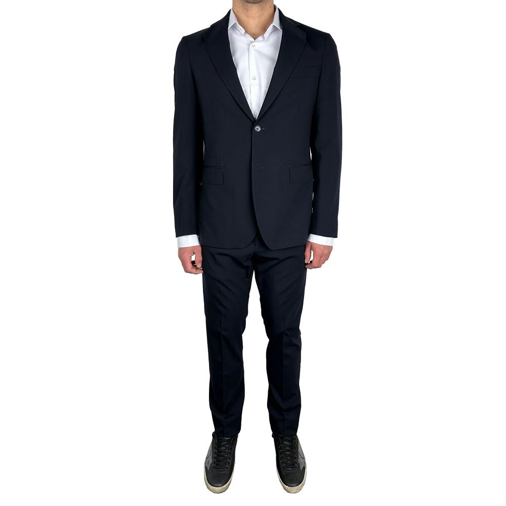 Aquascutum Blue Wool Men's Italian Crafted Suit