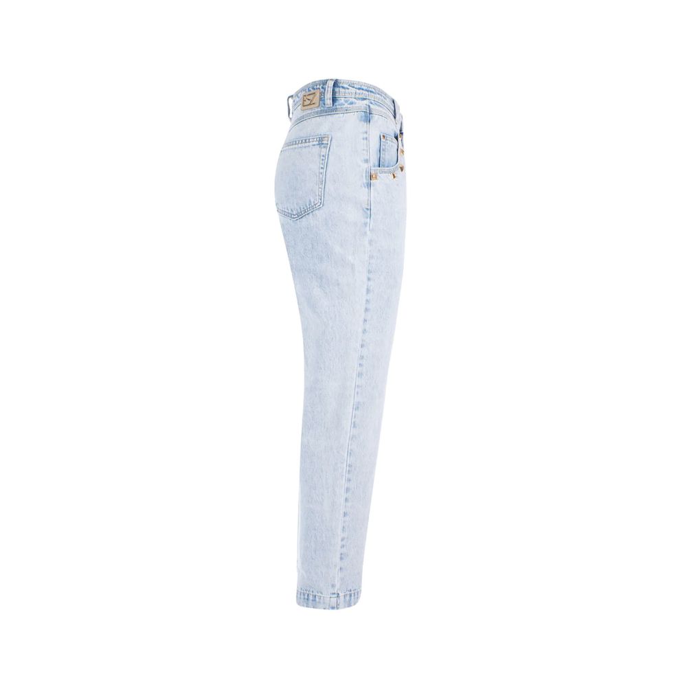 Yes Zee Light Blue Cotton Women High-Waisted Jean