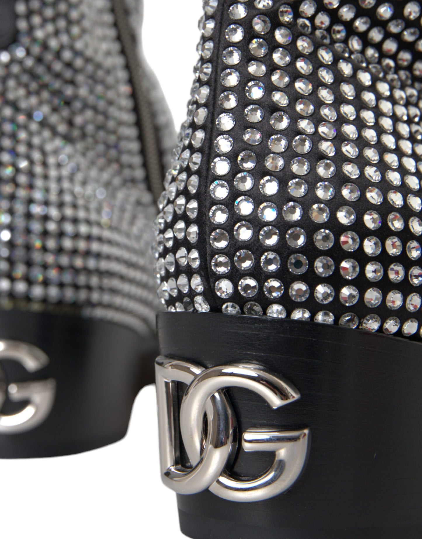 Dolce & Gabbana Black Rhinestone Crystal Chelsea Boots Shoes