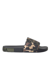 Dolce & Gabbana Multicolor Camouflage Leather Beachwear Men Shoes