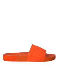 Dolce & Gabbana Orange Rubber Slides Sandals Beachwear Shoes