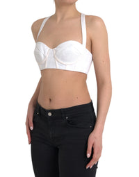 Versace White Viscose Bustier Sleeveless Cropped Top