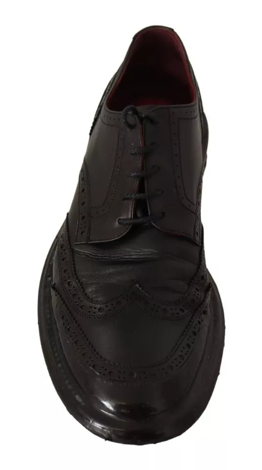 Dolce & Gabbana Black Leather Brogue Oxford Dress Shoes