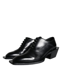 Dolce & Gabbana Black Calfskin Leather Derby Dress Men Shoes