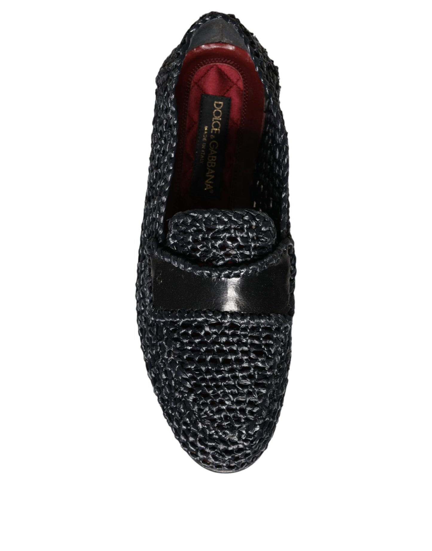 Dolce & Gabbana Black Woven Raffia Slip On Loafers Men Shoes