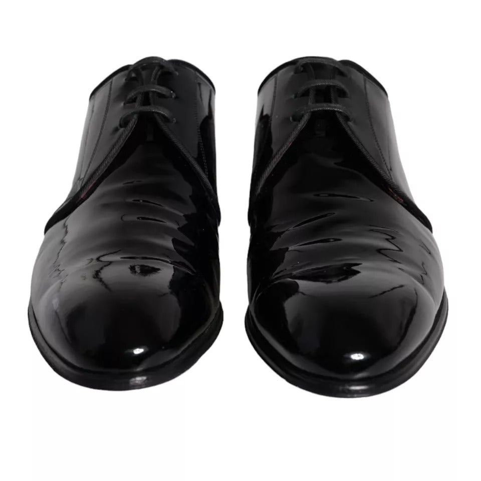 Dolce & Gabbana Black Patent Leather Derby Men Dress Shoes