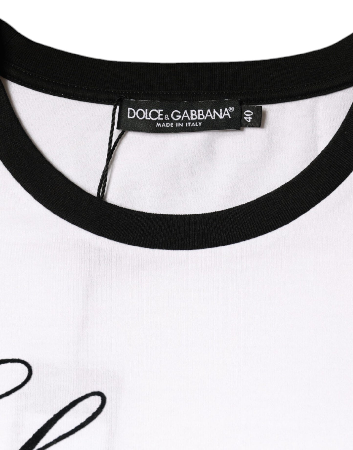 Dolce & Gabbana White Eleganza Print Cotton Short Sleeves T-shirt