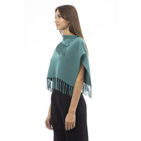 Alpha Studio Green Wool Women Poncho With Fringes