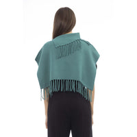 Alpha Studio Green Wool Women Poncho With Fringes