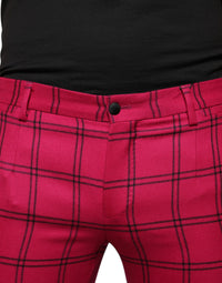 Dolce & Gabbana Pink Checkered Wool Skinny Pants