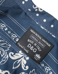 Dolce & Gabbana Blue White Bandana Print Cotton Casual Shirt