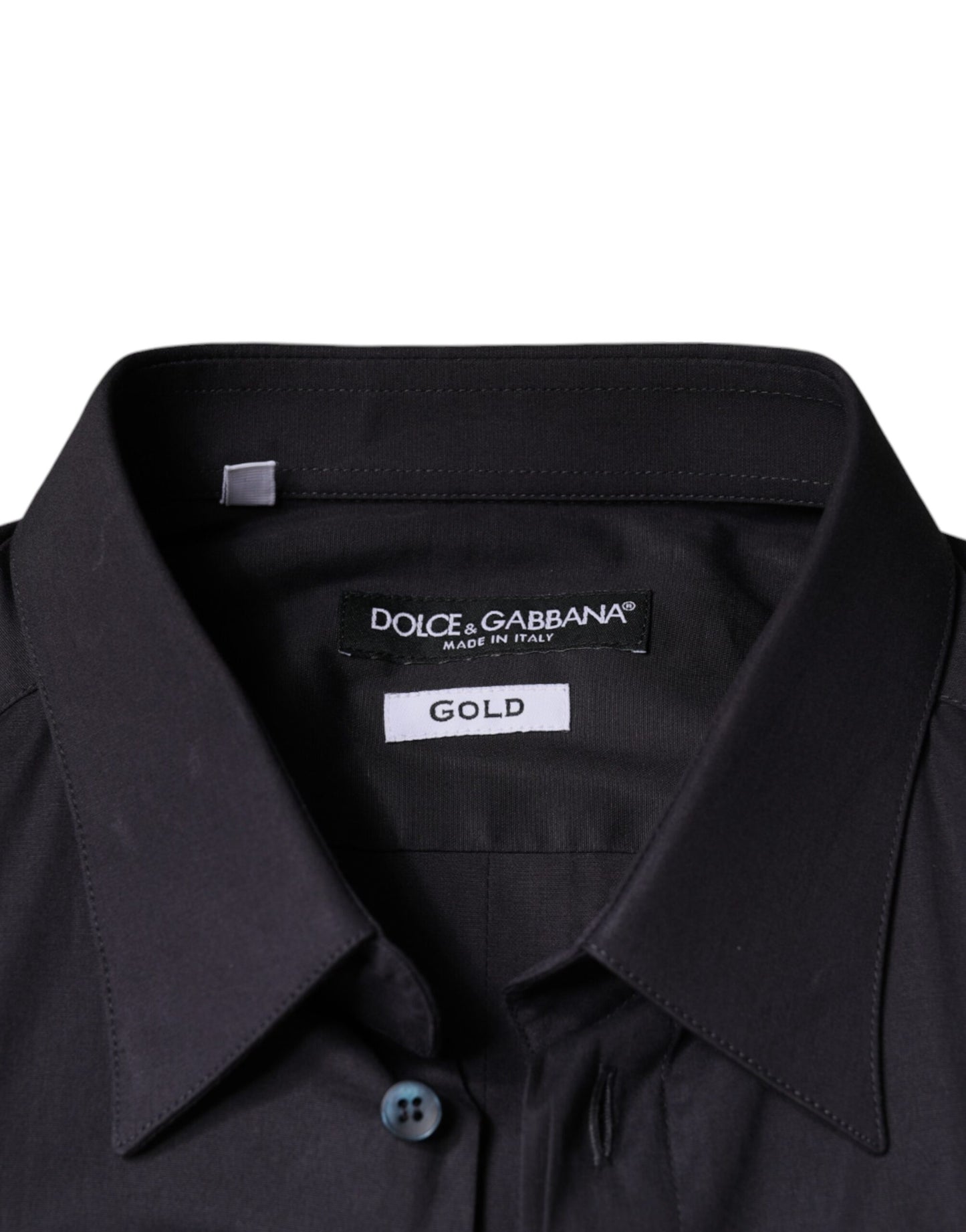 Dolce & Gabbana Black Cotton Stretch Dress GOLD Formal Shirt