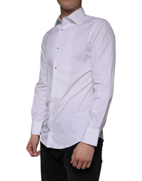 Dolce & Gabbana White Bib Cotton Poplin GOLD Men Formal Shirt