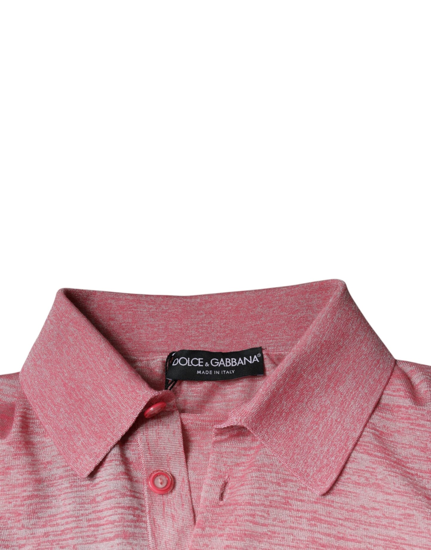 Dolce & Gabbana Pink Polyester Long Sleeve Men Polo T-shirt