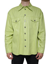 Dolce & Gabbana Green Cotton Collared Men Button Down Shirt