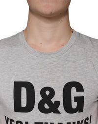 Dolce & Gabbana Gray Logo Print Crewneck Short Sleeve T-shirt