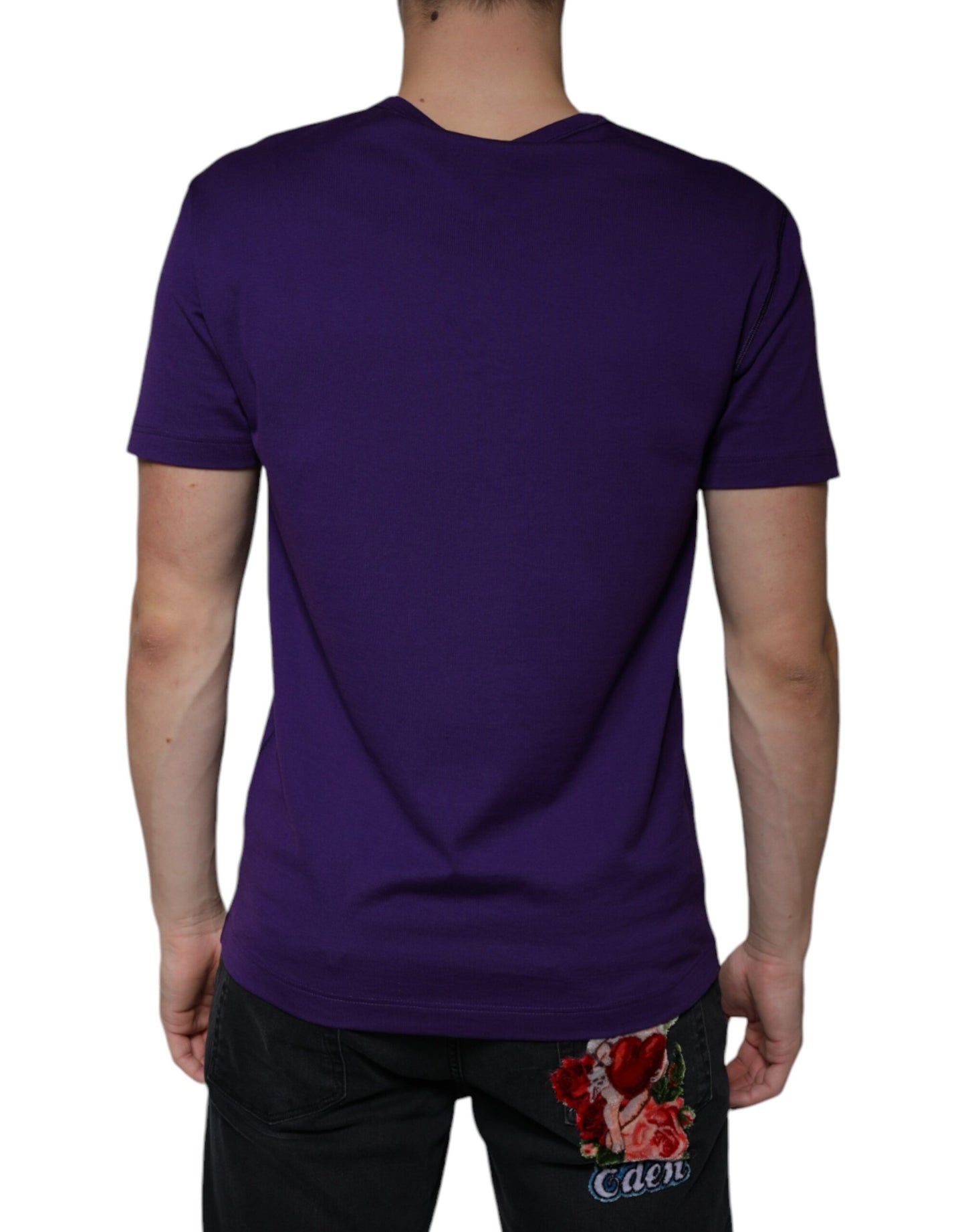 Dolce & Gabbana Purple DG Logo Cotton Crew Neck T-shirt