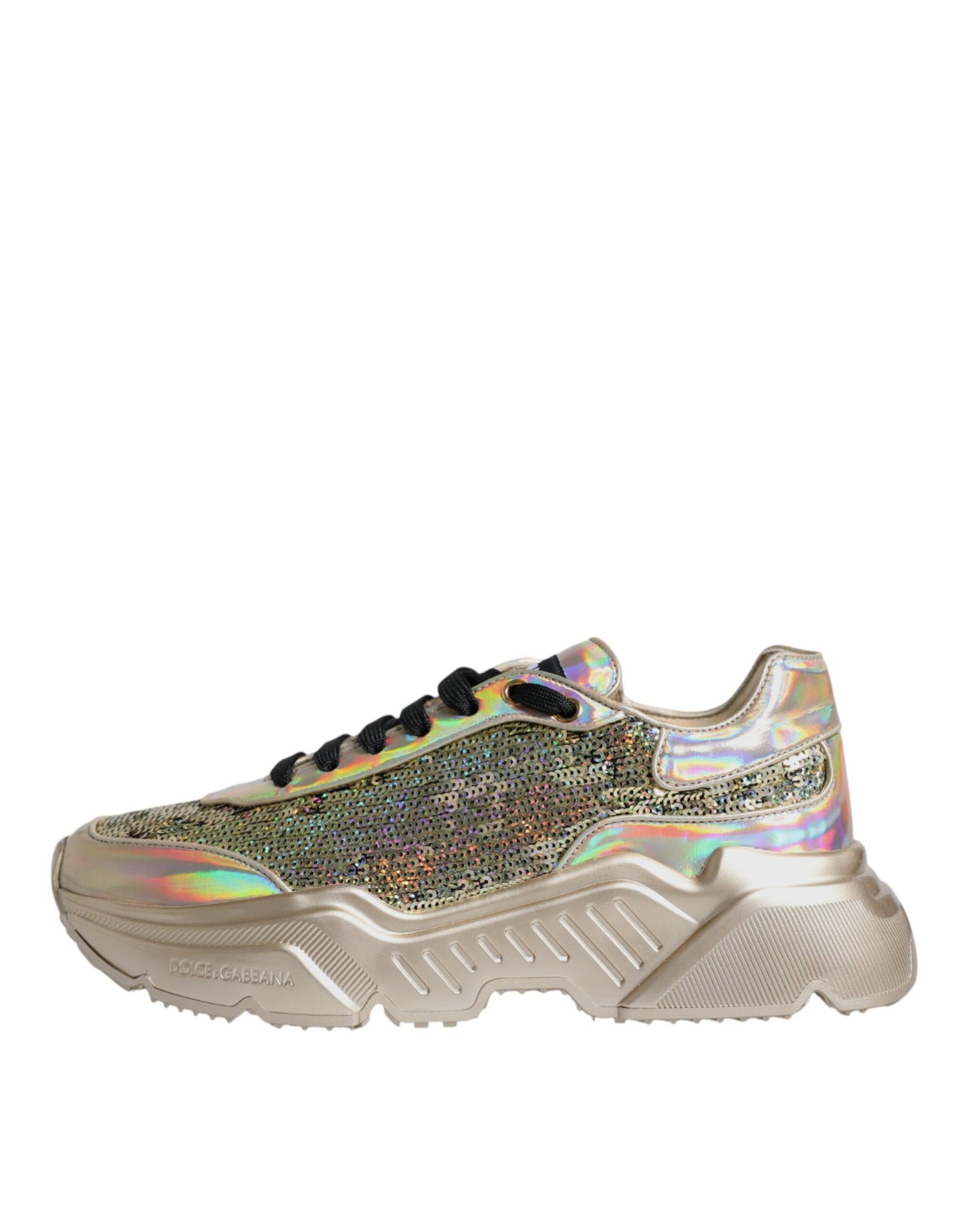 Dolce & Gabbana Gold Sequin Iridiscent Daymaster Sneakers Shoes