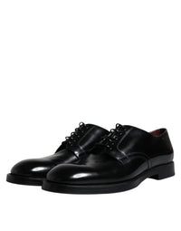 Dolce & Gabbana Black Leather Lace Up Men Derby Formal Shoes