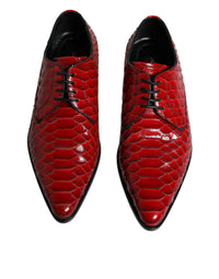 Dolce & Gabbana Red Textured Varnished Derby Men Formal Shoes