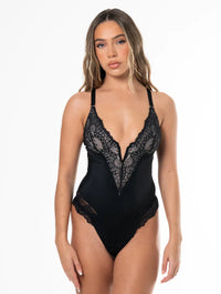 SARAH | Deep V-Neck Lace Shapewear Bodysuit