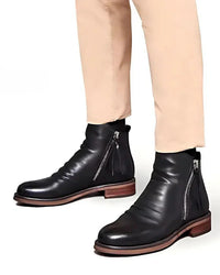 Leonardo™ | Leather Ankle Boots with Side Zipper