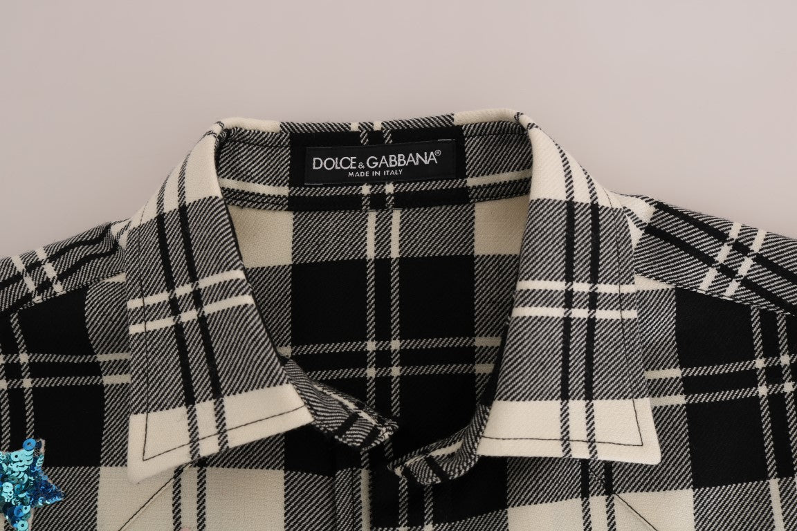 Dolce & Gabbana Enchanted Sequin Checkered Wool Shirt