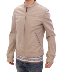 Dolce & Gabbana Elegant Beige Leather Lambskin Jacket