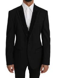 Dolce & Gabbana Elegant Black Slim Fit Martini Blazer Jacket