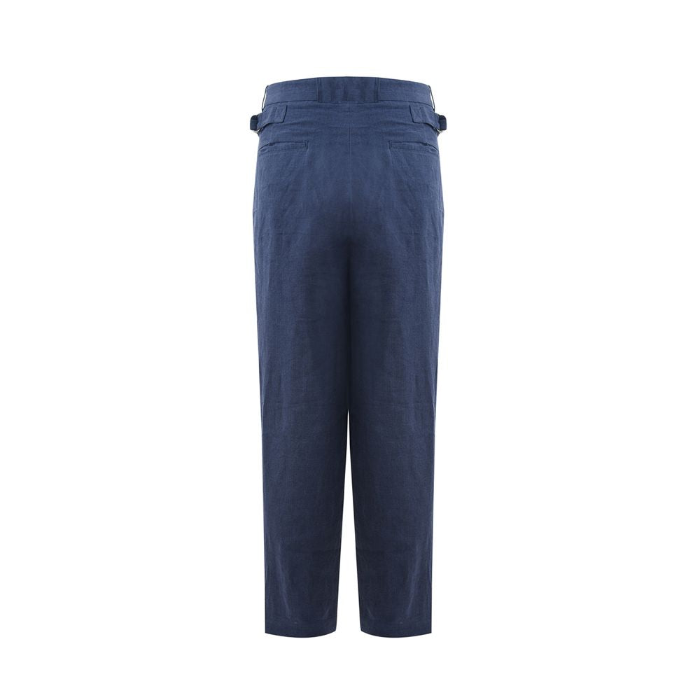 Emporio Armani Elegant Linen Blue Trousers for Men