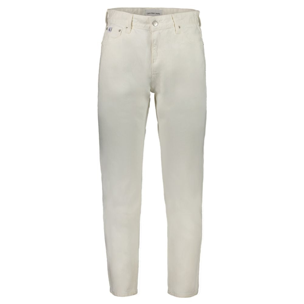 Calvin Klein White Cotton Jeans & Pant