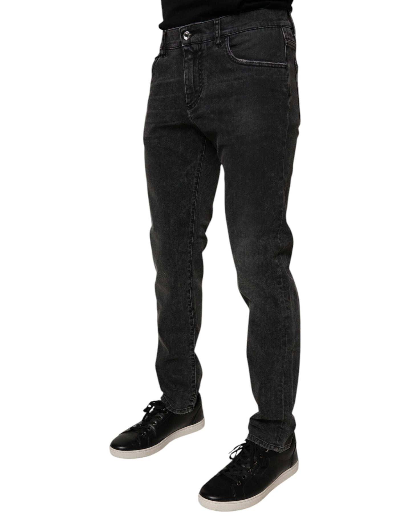 Dolce & Gabbana Black Cotton Stretch Skinny Men Denim Jeans