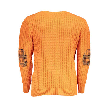 U.S. Grand Polo Elegant Twisted Crew Neck Orange Sweater