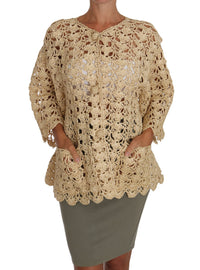 Dolce & Gabbana Chic Beige Crochet Raffia Cardigan