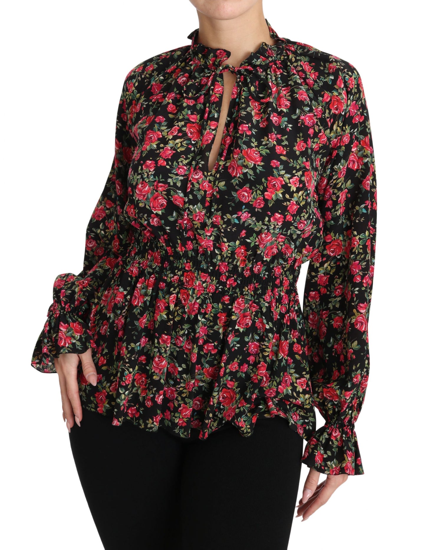 Dolce & Gabbana Elegant Black Floral Silk Shirt