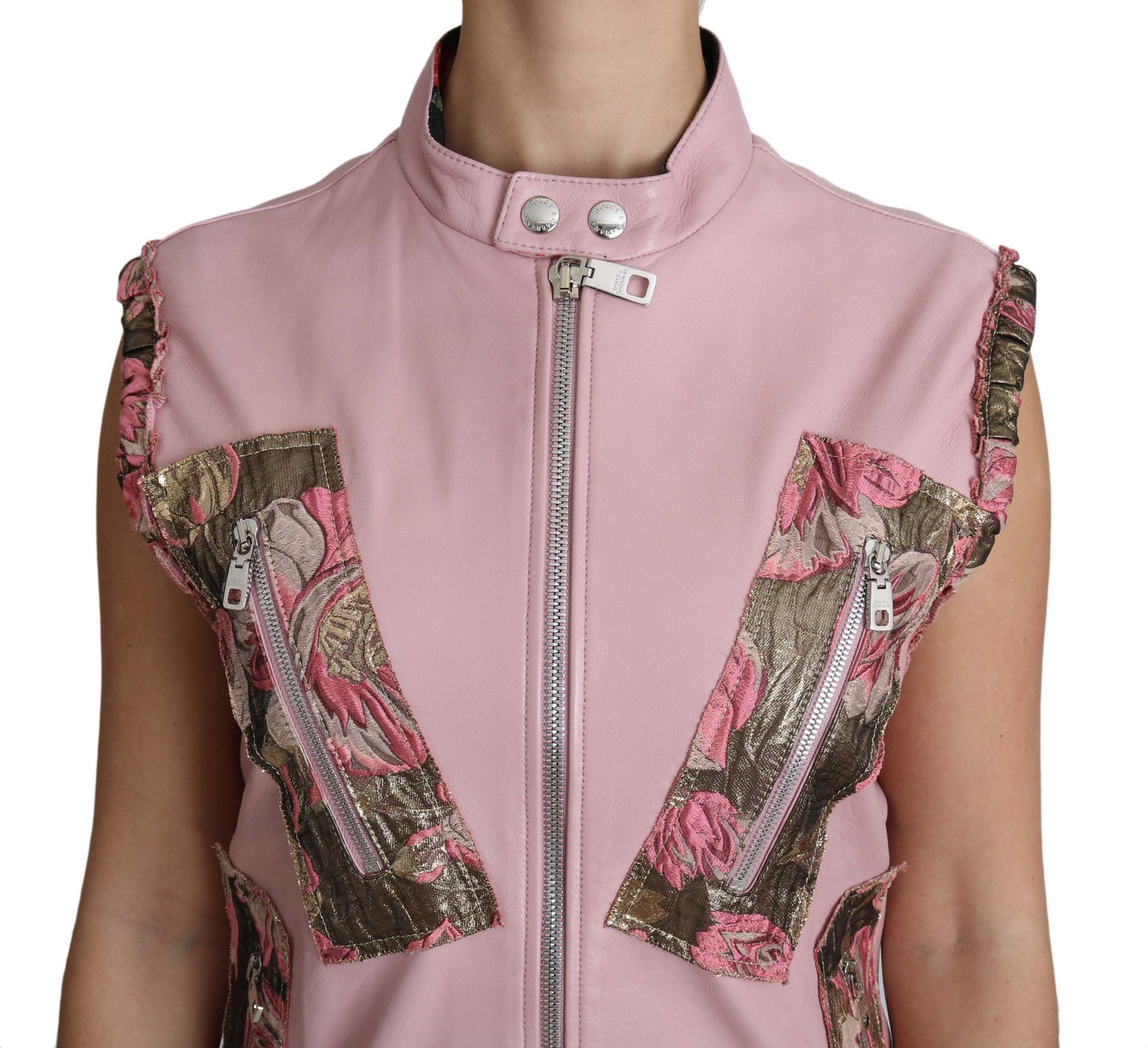 Dolce & Gabbana Stunning Pink Sleeveless Leather Vest