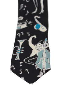 Dolce & Gabbana Elegant Black Music Pattern Silk Neck Tie