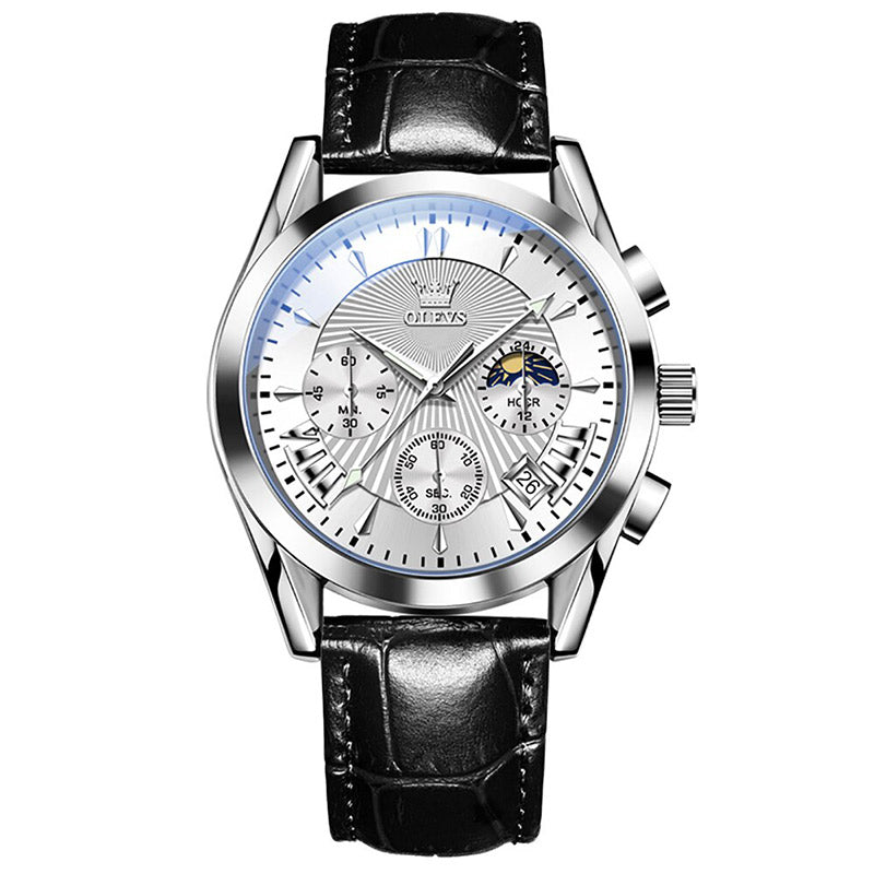 Sapphire Dial Quartz Leather Watch - Retail Flare