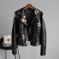 AMELIA | Leather Jacket with Embroidered Flowers