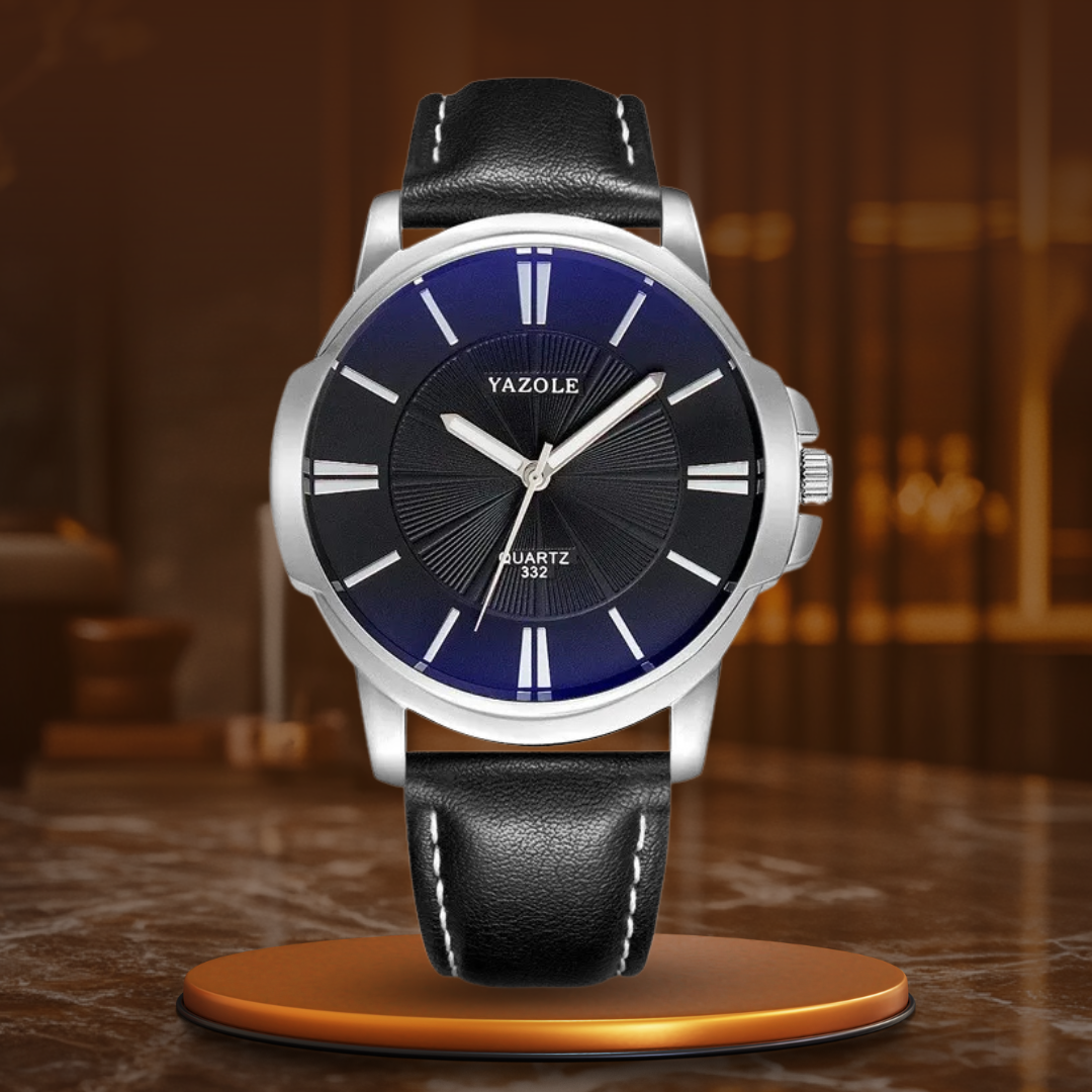 Regal Blue Sapphire Glass Leather Watch - Retail Flare